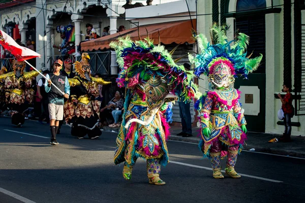 康塞普西翁 德拉维加 多米尼加共和国 2020年2月9日 身着莫特利狂欢节大象服装的人在康塞普西翁 德拉维加的多米尼加游行中走过城市街道 — 图库照片