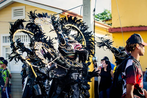 Concepcion Vega Repubblica Dominicana Febbraio 2020 Nativi Costume Diavolo Nero — Foto Stock