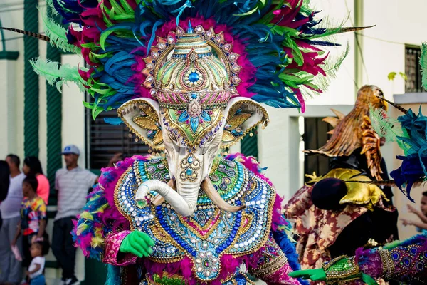 Concepción Vega República Dominicana Febrero 2020 Humano Disfrazado Elefante Vívido — Foto de Stock