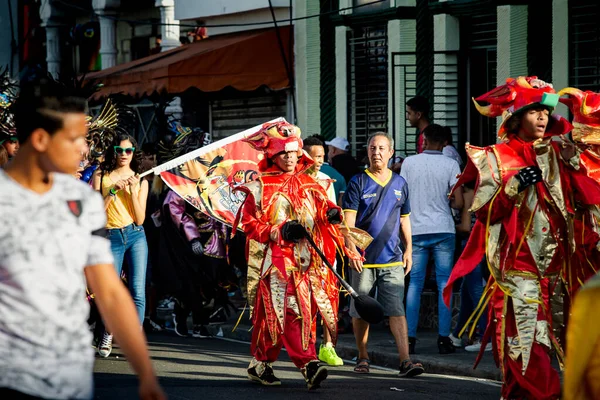 Concepcion Vega República Dominicana Fevereiro 2020 Pessoas Trajes Variegados Máscaras — Fotografia de Stock