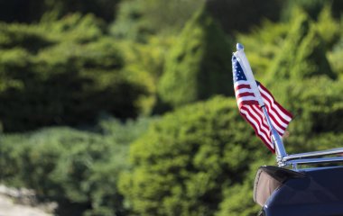 Amerikan bayrağı bisiklet. Vatanseverlik. Amerika sembolü 
