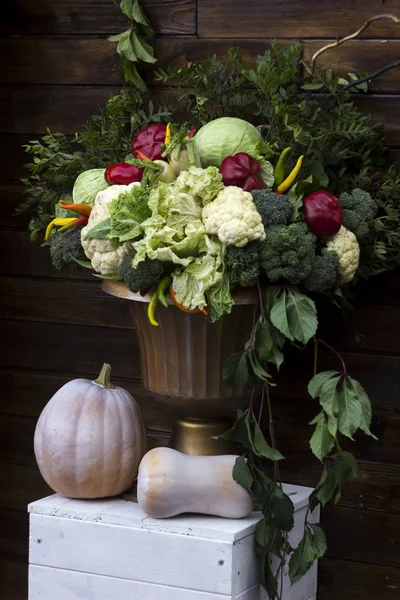 Bouquet of vegetables: zucchini, cabbage, cauliflower, peppers a
