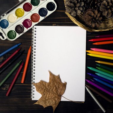 Okul için sonbahar, okul başlangıcı. Arka plan, set