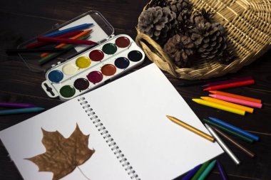 Okul için sonbahar, okul başlangıcı. Arka plan, set