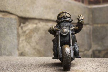 Wroclaw, Poland - October 31, 2019. Miniature sculpture, gnome b