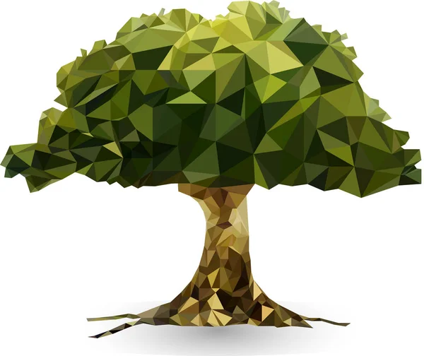 Arbre vert dans une illustration vectorielle de style triangulaire — Image vectorielle