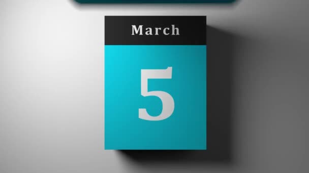 rychlý kalendář modrý rolování zobrazující každý den a měsíc s obrácením stránky, timelapse v3