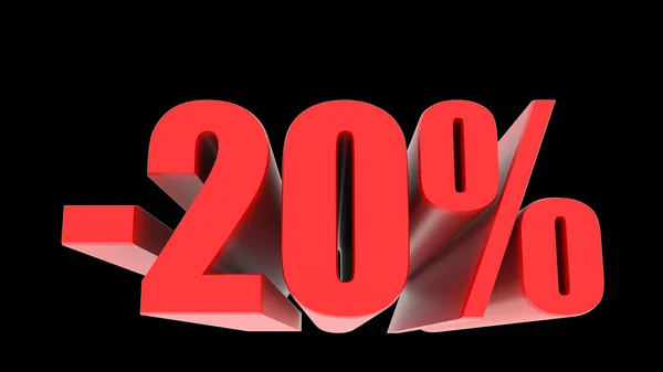 -20 percent off discount promotion sale. 3D Render. 3D-Illustration percent discount collection for your unique selling poster, banner ads. Christmas, Xmas sale and more — Stock Photo, Image