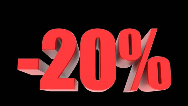 -20 percent off discount promotion sale. 3D Render. 3D-Illustration percent discount collection for your unique selling poster, banner ads. Christmas, Xmas sale and more — Stock Photo, Image