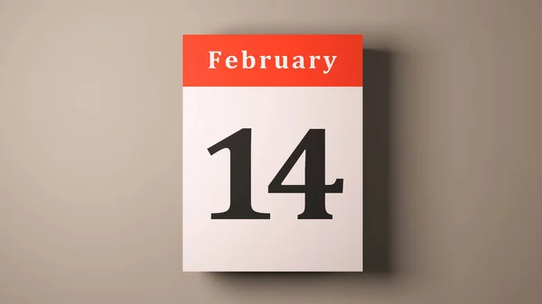 14. února Valentines Day kalendář stránku — Stock fotografie