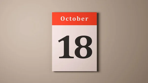 18 de outubro Alaska Dia calendário página creme fundo — Fotografia de Stock