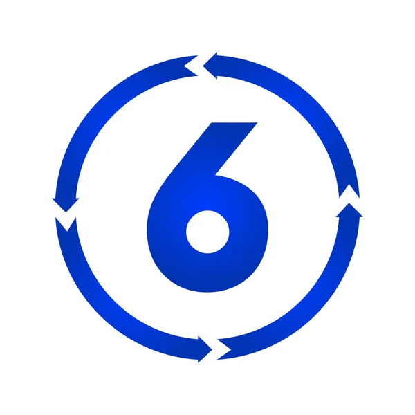 Zahl 6 Symbolvektor — Stockvektor