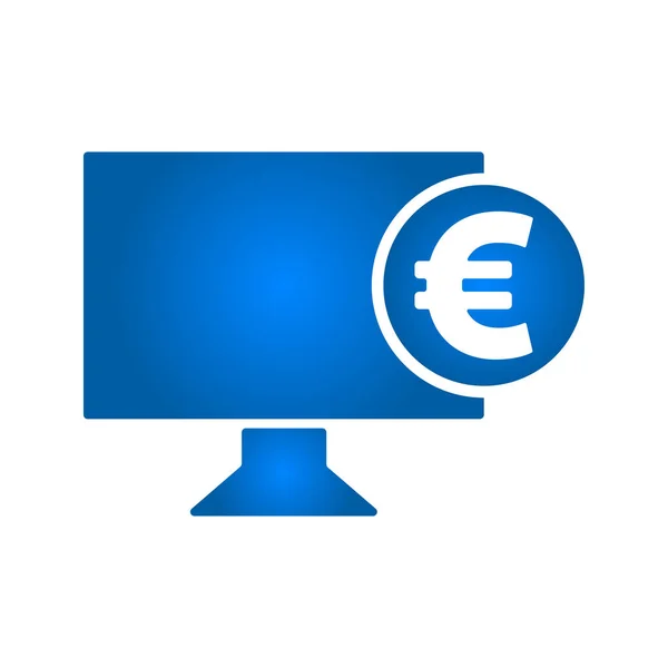 Icono de dinero electrónico. Icono del monitor. icono del euro — Vector de stock