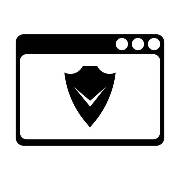 Página web con un icono de escudo — Archivo Imágenes Vectoriales