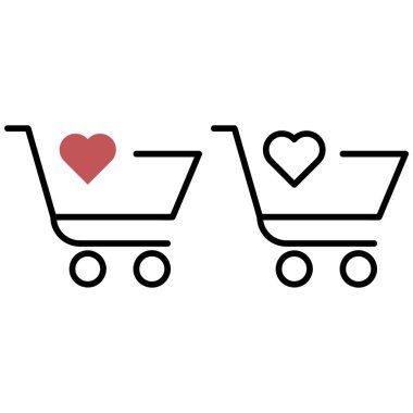 Bir kalp ile alışveriş arabası