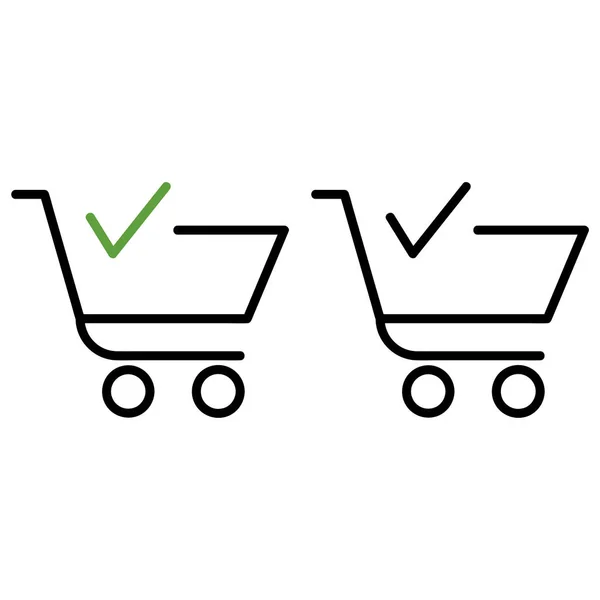 Klaar bent met winkelen winkelwagen pictogram — Stockvector