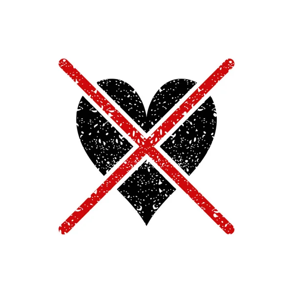 Simbolul Inimii încrucișate în stil grunge ilustrație vectorială izolată pe fundal alb . — Vector de stoc