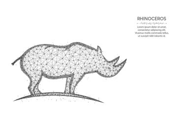 Rhinoceros low poly design, mammal animal abstract geometric art, zoo wireframe mesh polygonal vector illustration made from points and lines on white background