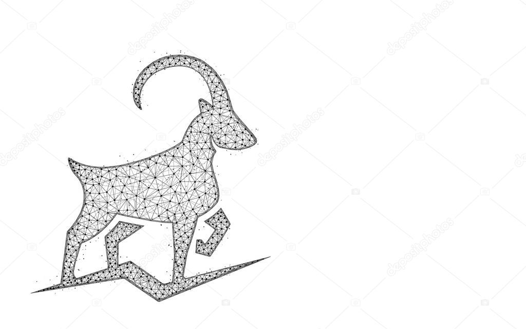 Powerful Mountain Goat Low Poly Design Animal Abstract Geometric Art Ibex Wireframe Mesh Polygonal Vector Illustration Made From Points And Lines On White Background Premium Vector In Adobe Illustrator Ai