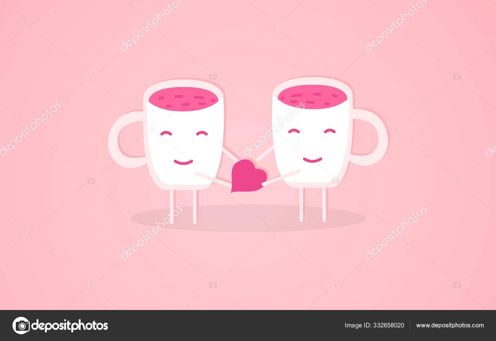 Doodle two cute hearts cartoon Coffee Mug by Hana