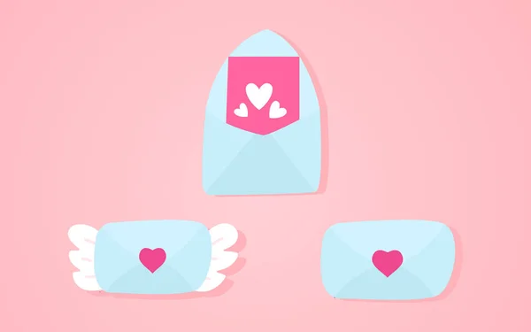 Векторная иллюстрация любовного конверта на розовом фоне — стоковый вектор