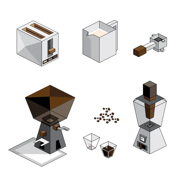 Isometric coffee set — Stock Vector