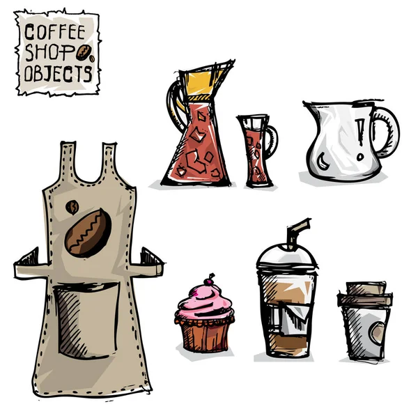 Café objetos de desenho — Vetor de Stock