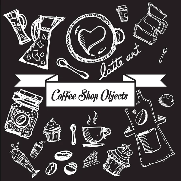 Kawiarnia obiektów linii — Wektor stockowy