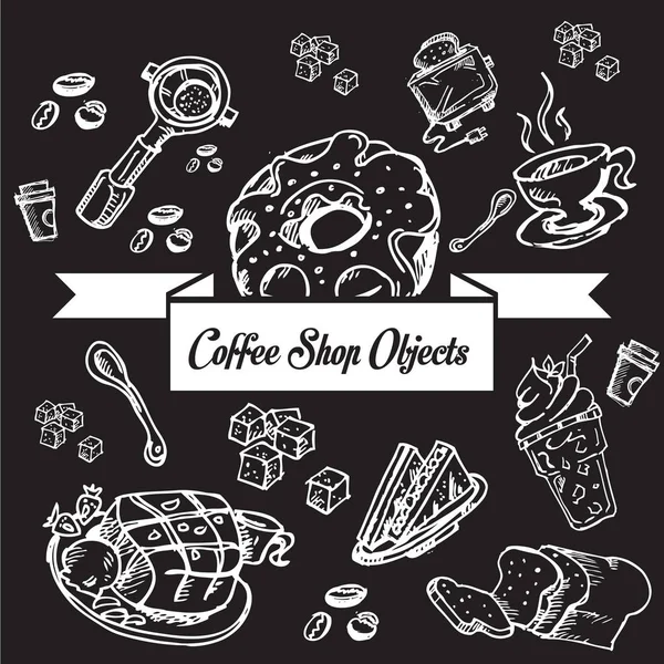 Линия объектов кафе — стоковый вектор