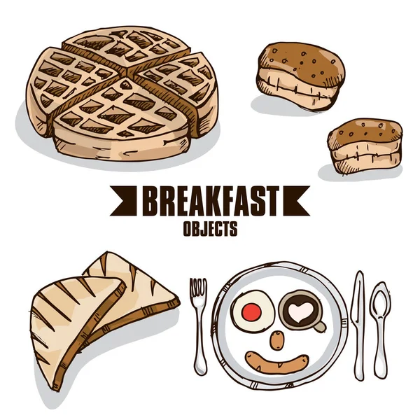Desayuno diseño gráfico objetos — Vector de stock