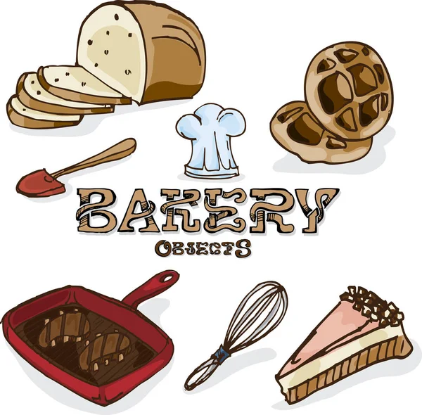 Boulangerie dessin objets de design graphique — Image vectorielle