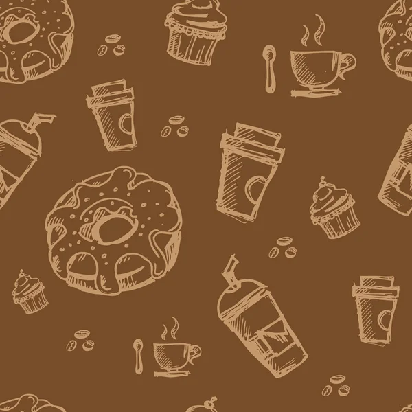 Café padrão desenho objetos de design gráfico — Vetor de Stock