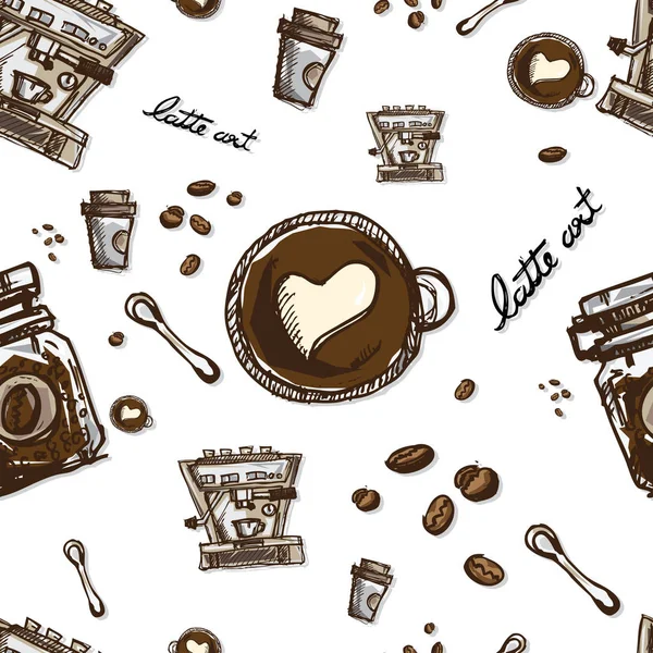 커피 패턴 그래픽 디자인 개체 — 스톡 벡터