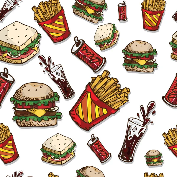 Patrón hamburguesa dribk sándwich — Vector de stock