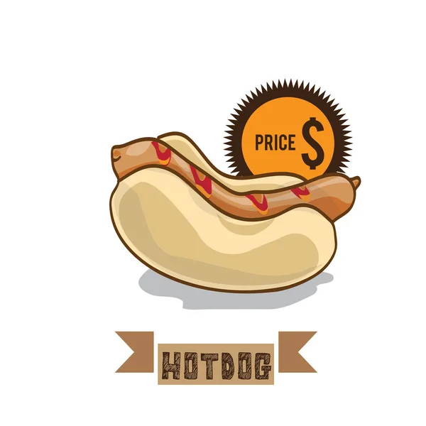 Hot-Dog jedzenie projekt graficzny obiektów rysunkowych — Wektor stockowy