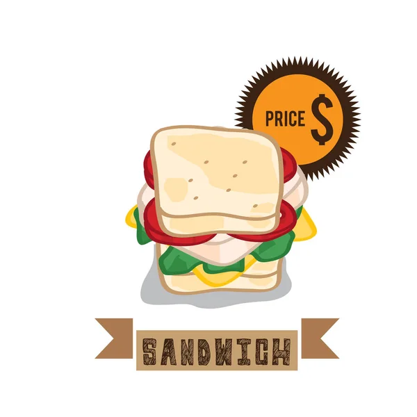 Voedsel sandwich tekenobjecten grafisch ontwerp — Stockvector