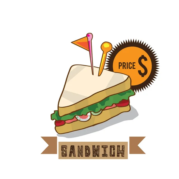 Sandwich alimentaire dessin objets graphiques design — Image vectorielle