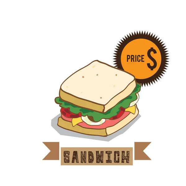 Sandwich alimentaire dessin objets graphiques design — Image vectorielle