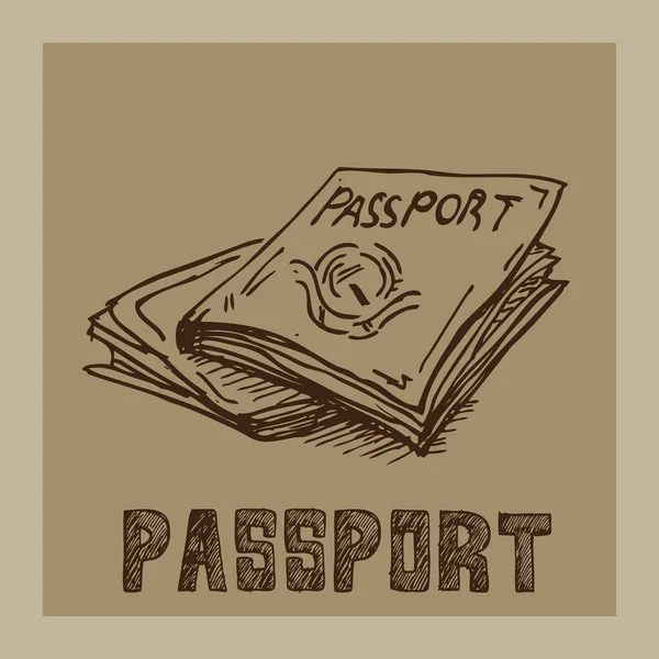 Grafik tasarım nesneleri çizim pasaport seyahat — Stok Vektör