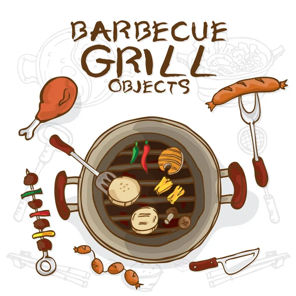 Barbecue grill objets — Image vectorielle