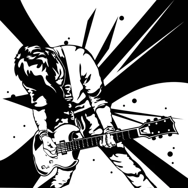 男人玩吉他平面设计对象 — 图库矢量图片