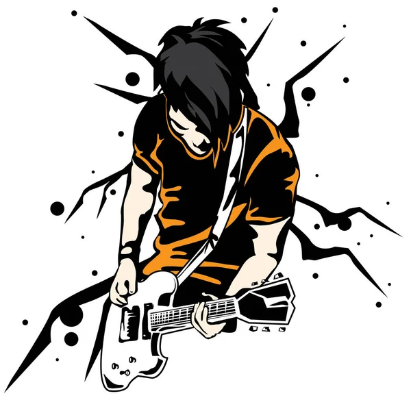 Homme jouer guitare graphisme objets — Image vectorielle