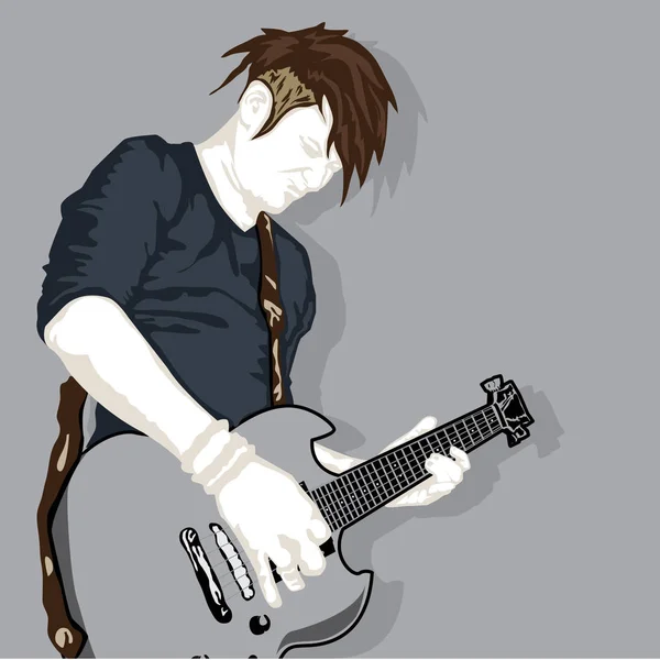 Hombre jugar guitarra diseño gráfico objetos — Vector de stock