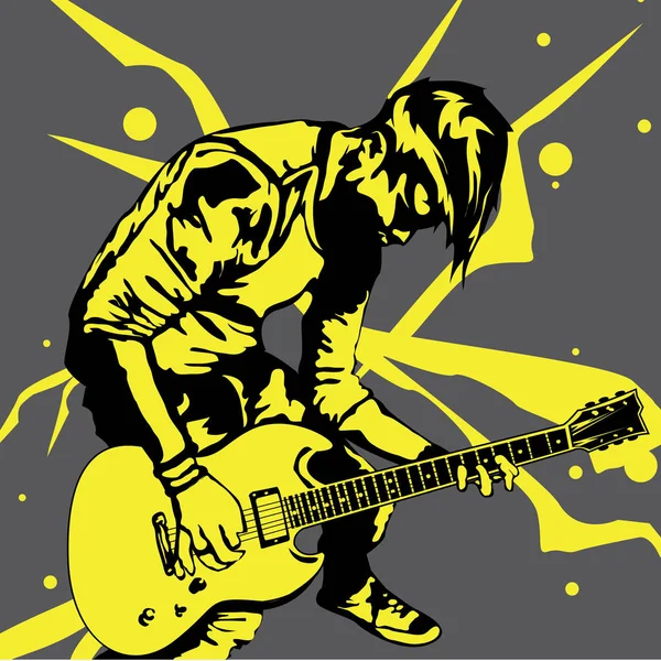 Homem tocar guitarra objetos de design gráfico — Vetor de Stock
