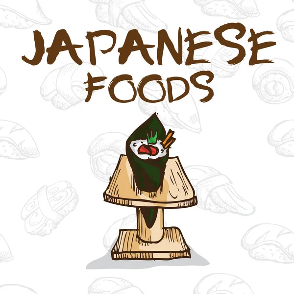 Comida japonesa sushi Temaki — Vector de stock