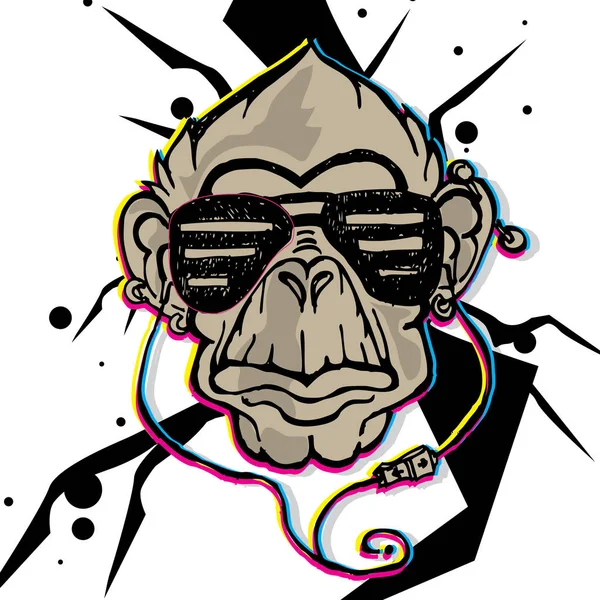 Monkey drawing graphic — Stock Vector