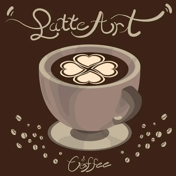 Café arte latte — Vetor de Stock
