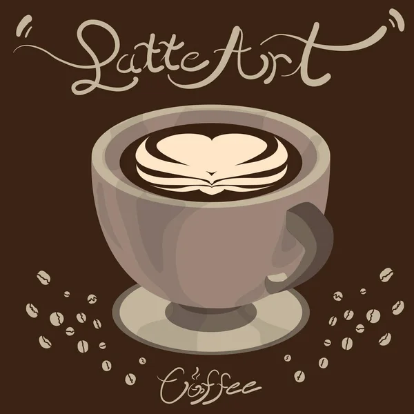 Café arte latte — Vetor de Stock