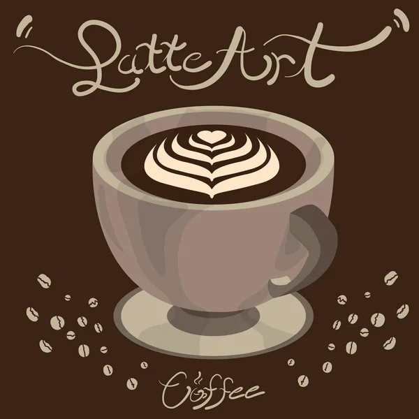 Café arte latte — Vetor de Stock