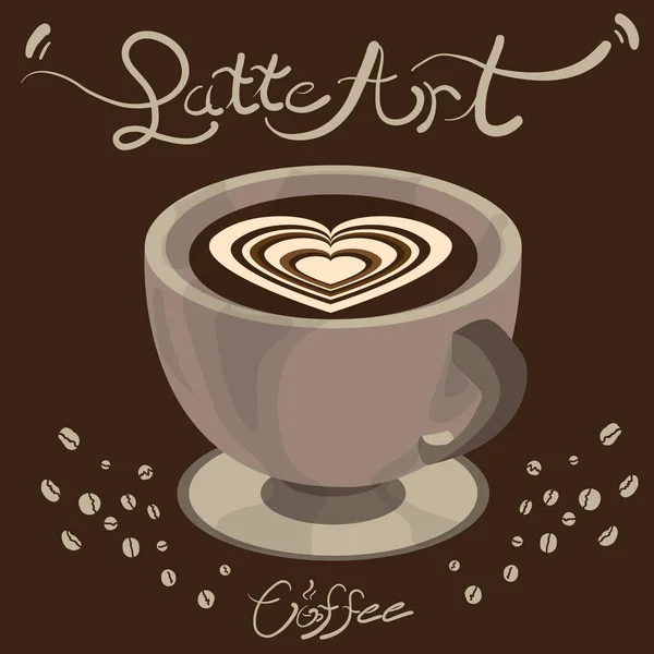 Café arte latte — Vector de stock